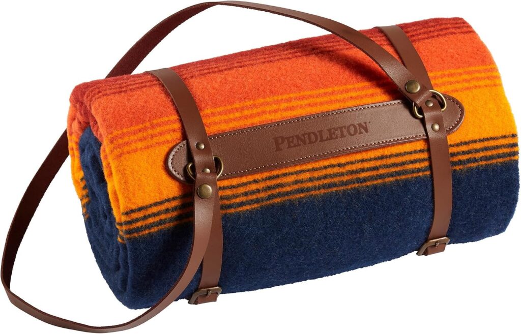Pendleton National Park Wool Throw Blanket with Leather Carrier