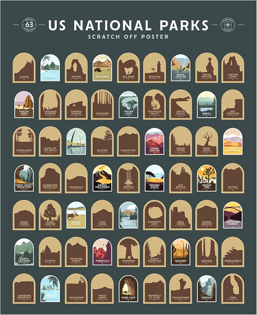 ENNO VATTI 63 National Parks Scratch-Off Poster