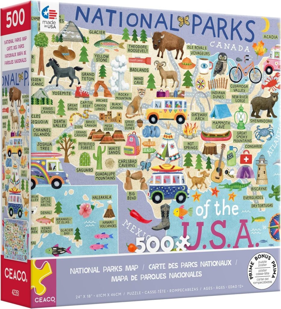 Ceaco National Parks Map 500-Piece Jigsaw Puzzle